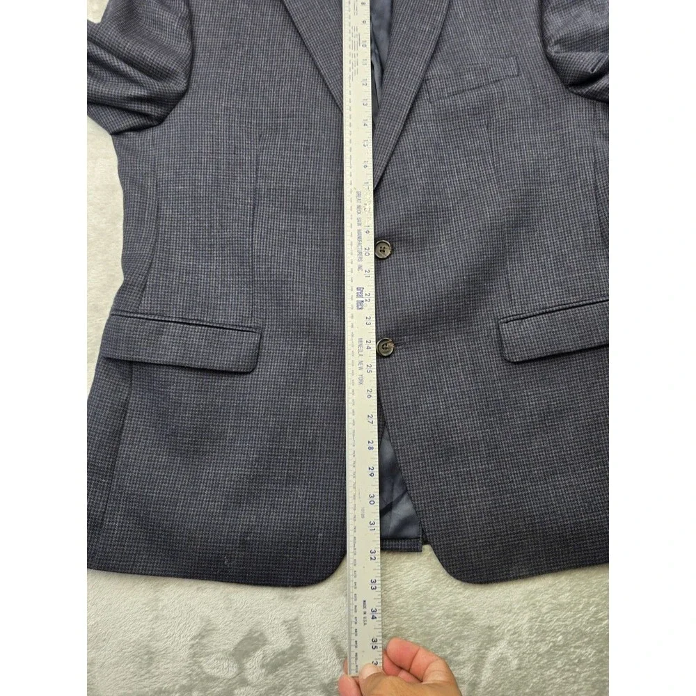 LRL Ralph Lauren Sport Coat Men 44R NavyBlue Houndstooth 100% Wool Jacket Blazer